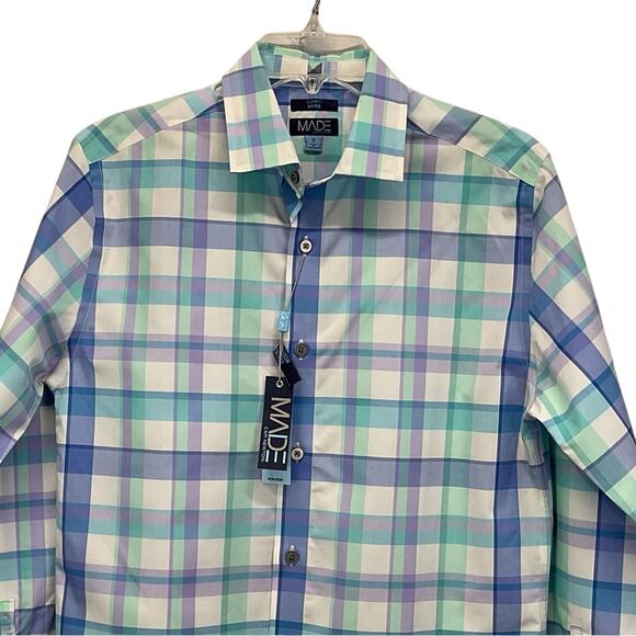 Made by Cam Newton Button Up Shirt Men's Size S Multicolor Plaid Modern Fit NWT - Picture 5 of 9